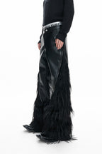 Faux Fur Croc Zip Pants