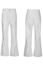 Pleated Studded Straight Jeans