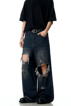 Blue Ripped Washed Jeans