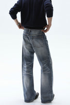 Whisker Wash Button Fly Jeans