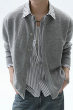 Striped Layered Look Knit Cardigan