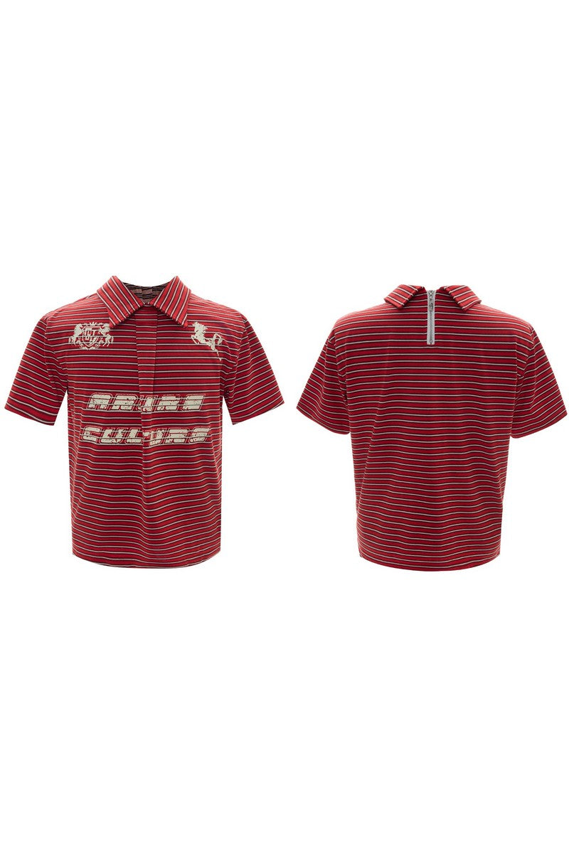 Striped Badge Polo Shirt