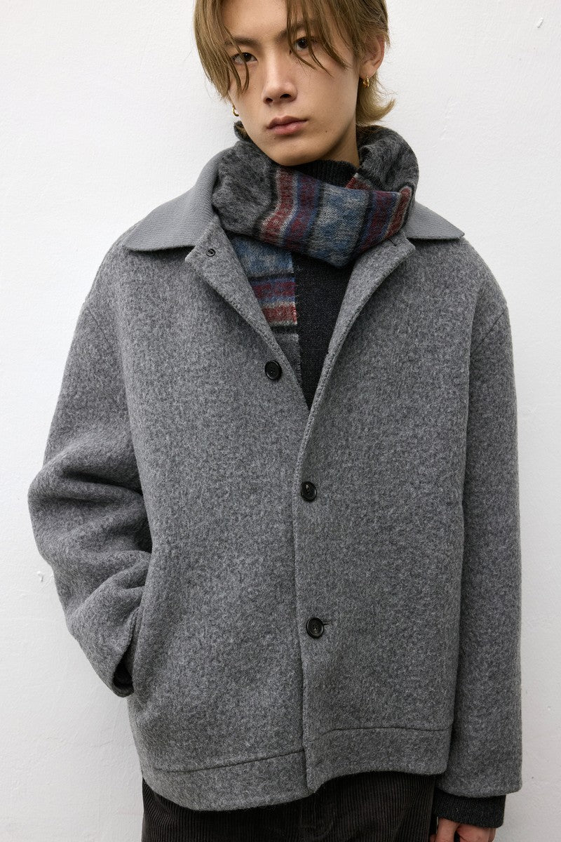 Wool Knit Collar Coat