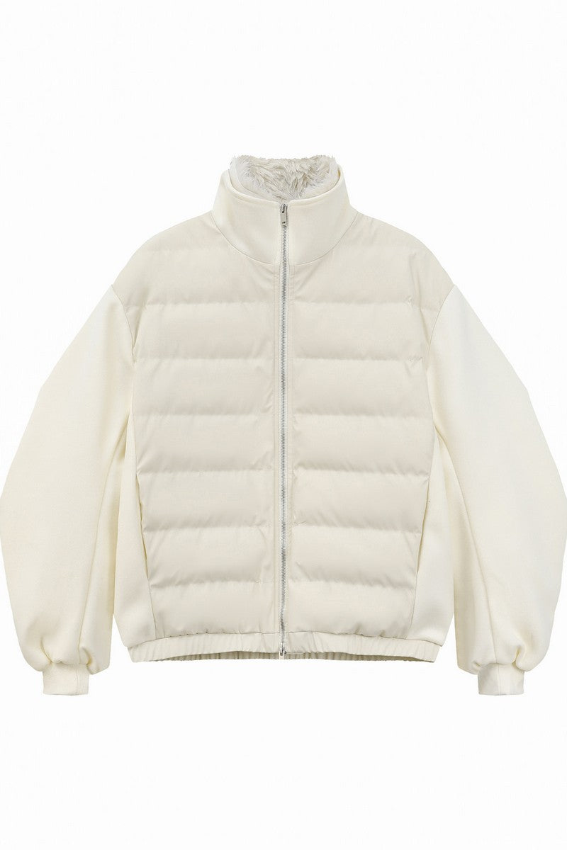 Fur Collar PU Puffer Jacket