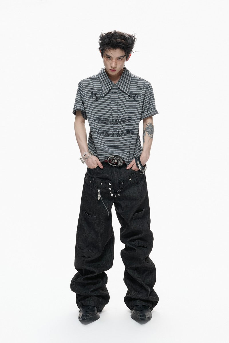Striped Badge Polo Shirt