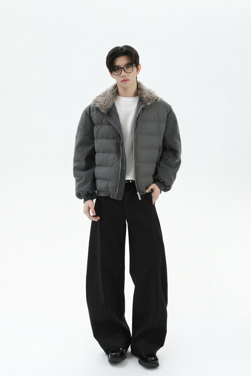 Fur Collar PU Puffer Jacket