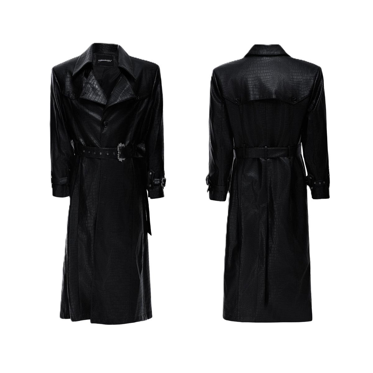 Deconstructed Croc Print Leather Trench