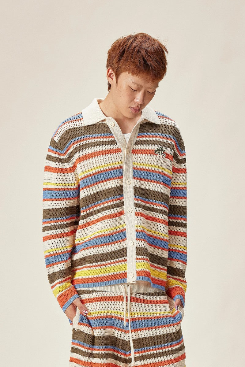 Color Stripe Knit Cardigan