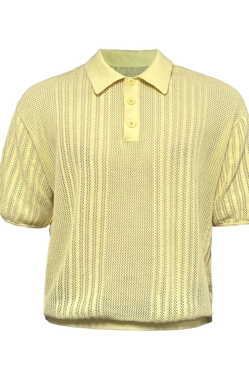 Open Knit Polo Tee