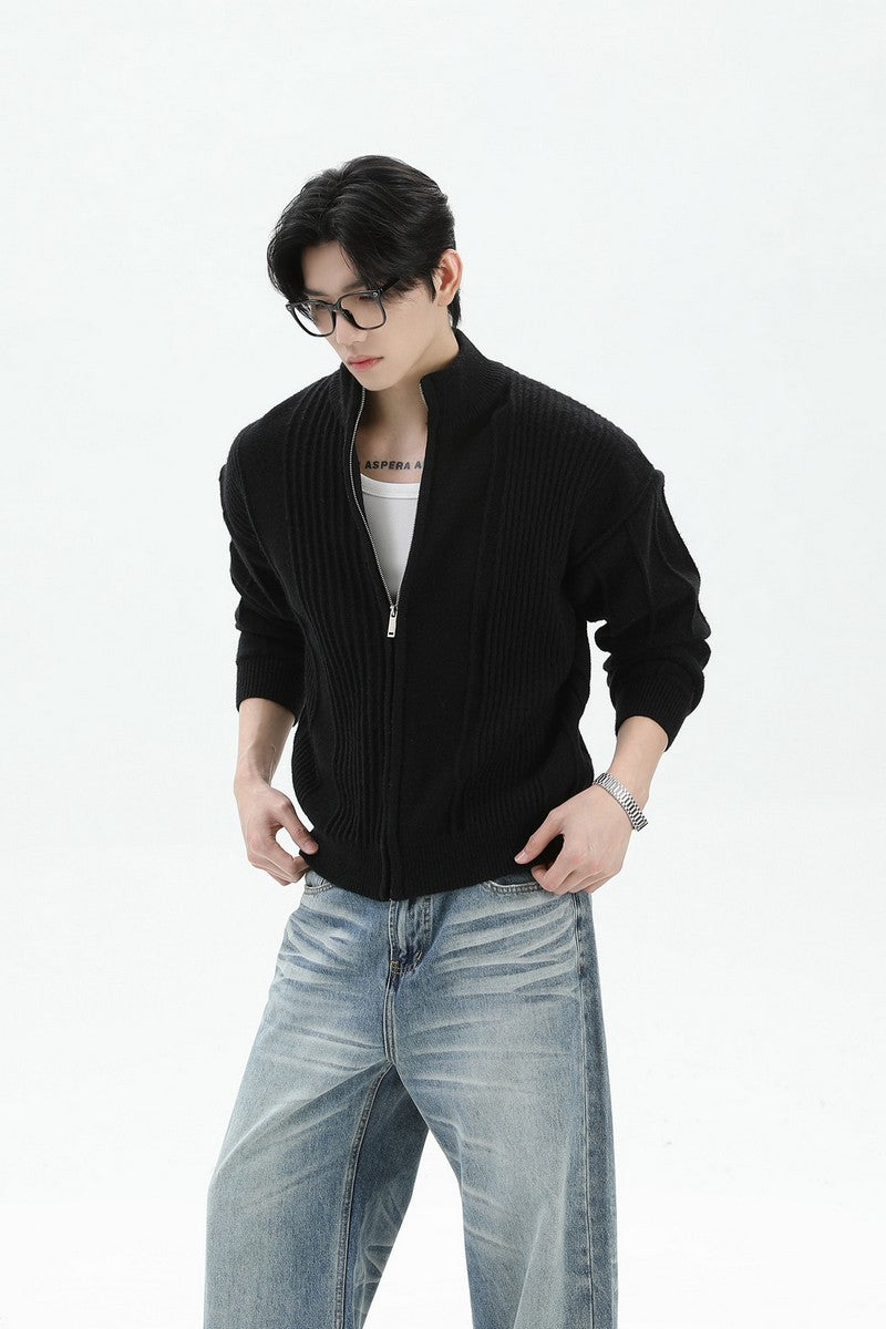 Heavyweight Ribbed Knit Cardigan