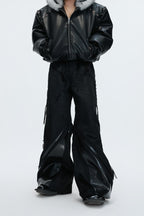 Deconstructed Wide Leg Wool Pants