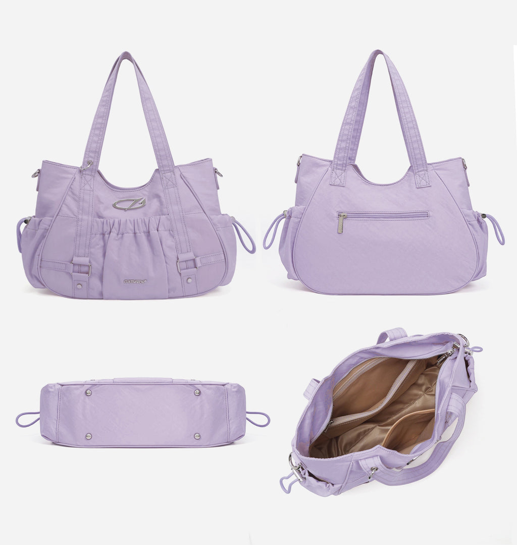 Ruched Nylon Tote Bag