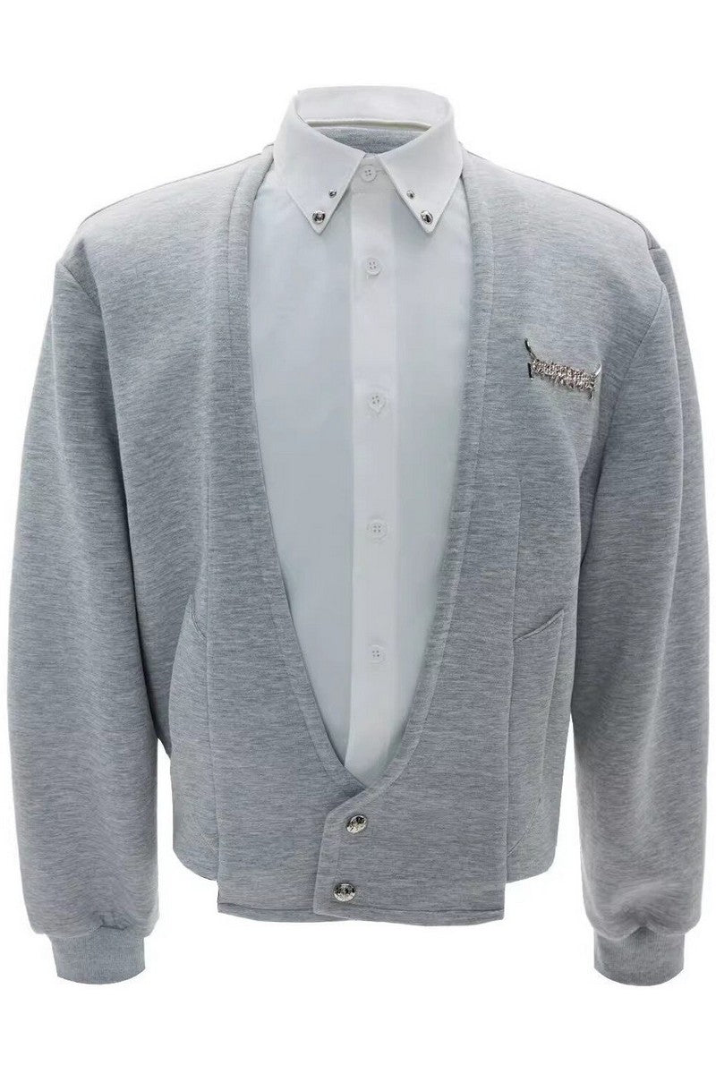 Layered Shirt Cardigan Jacket