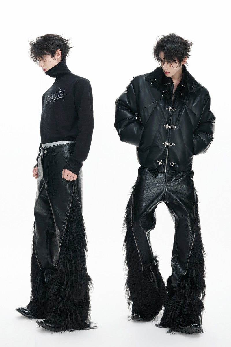 Faux Fur Croc Zip Pants
