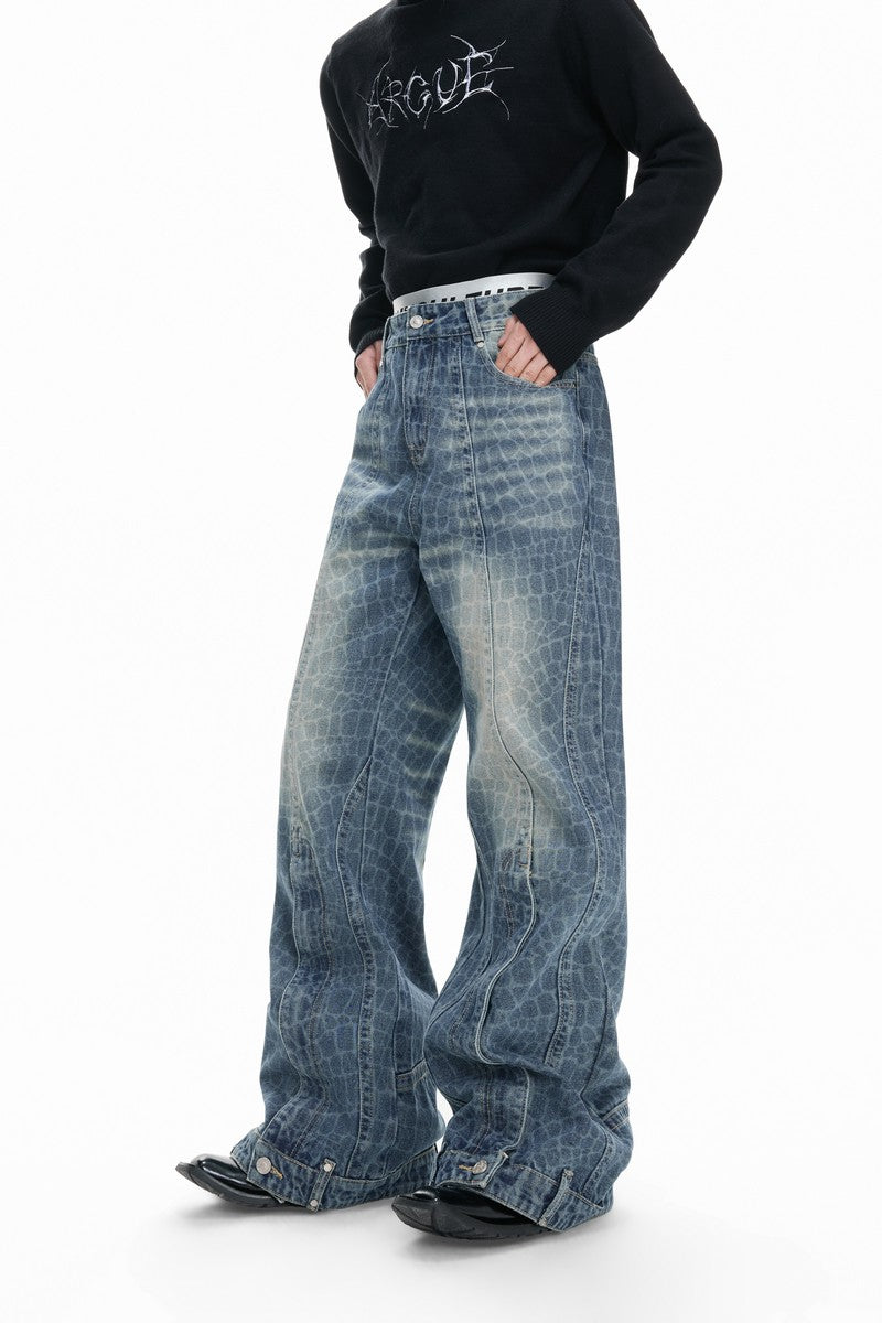 Cracked Wash Split Jeans