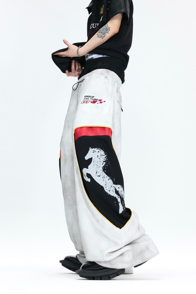 Washed Racing Baggy Sweatpants