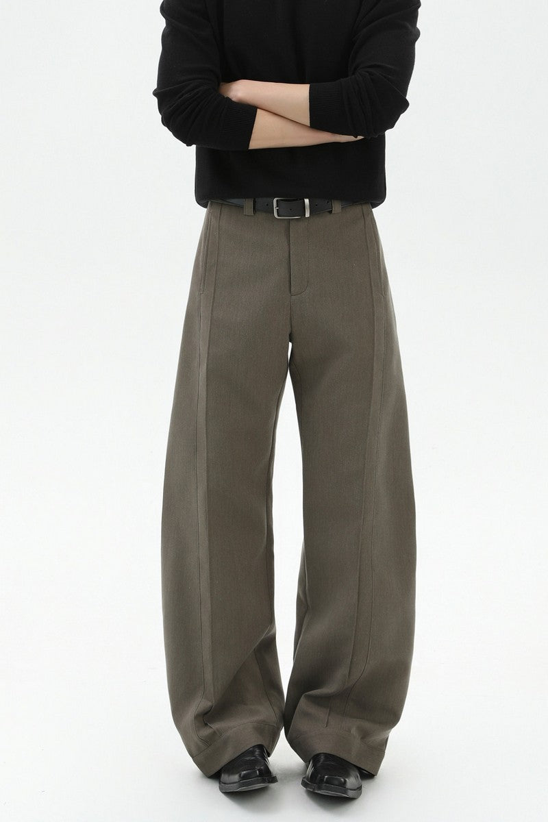 Quilted Pleated Wide Leg Trousers