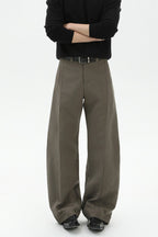 Quilted Pleated Wide Leg Trousers