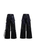 Vintage Strap Pocket Leather Pants
