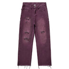 Washed Distressed Fringe Jeans