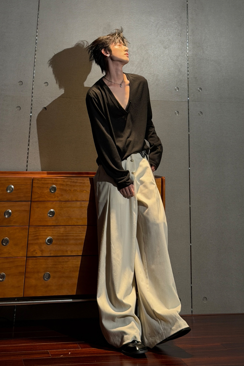 Deep V Neck Long Sleeve