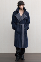 Plaid Corduroy Trench Coat