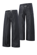 Creased Raw Straight Jeans