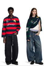Striped Polo Collar Sweatshirt