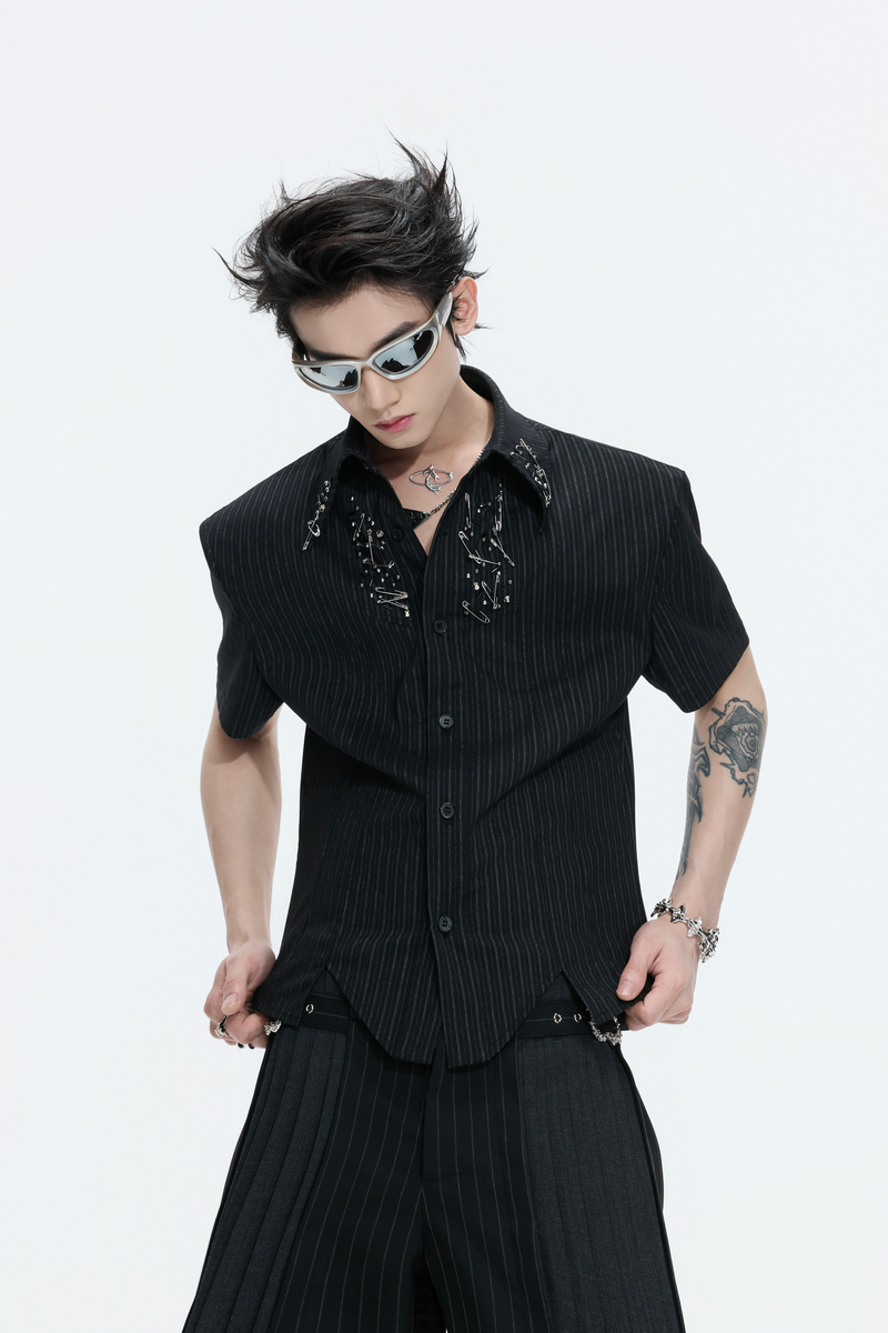 Striped Padded Shoulder Shirt