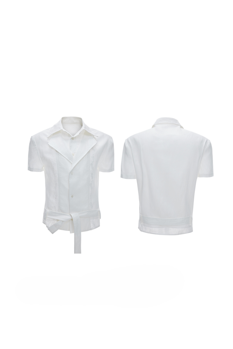 Layered Embroidered Linen Shirt