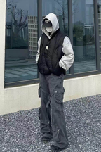Ribbed Collar Down Vest