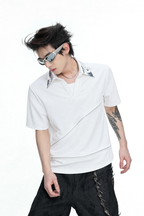 Sequin Zip Polo Shirt