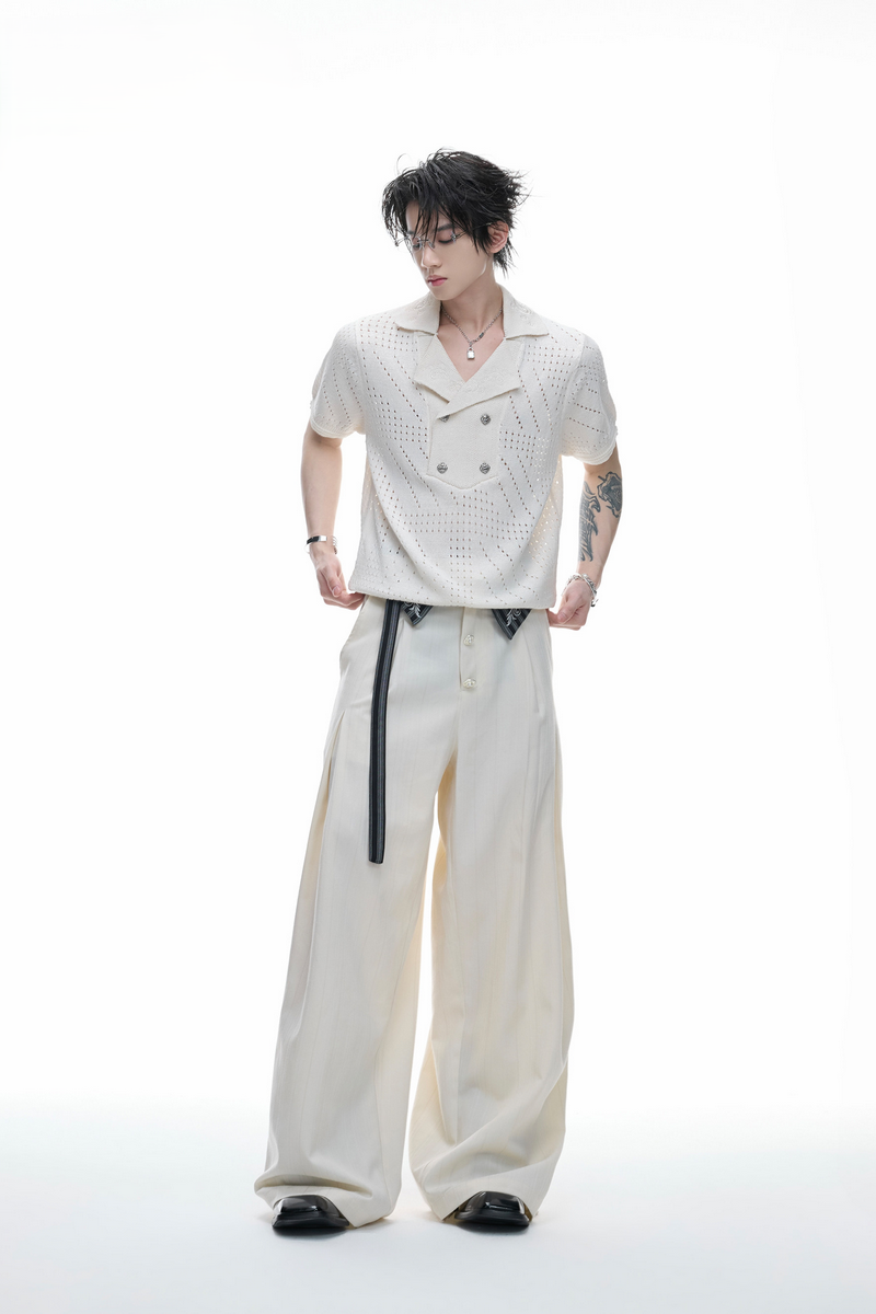 Embroidered Open Knit Shirt