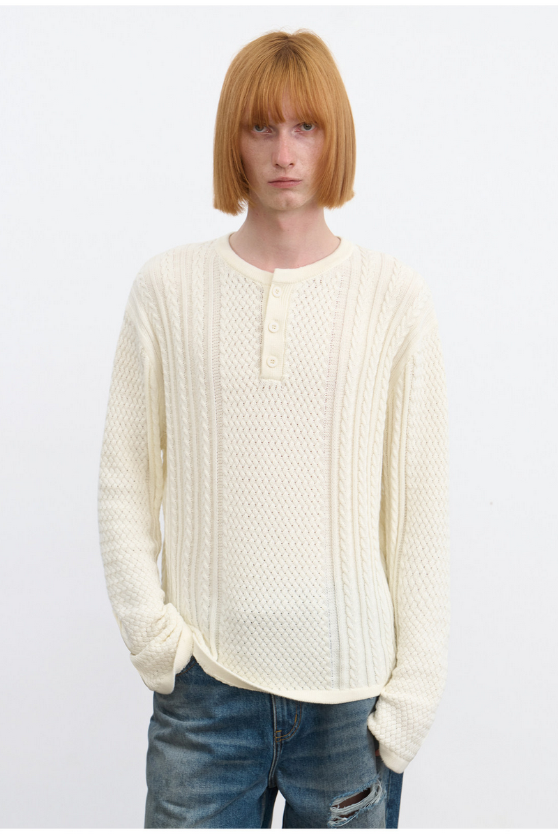 Cable Knit Henley Sweater