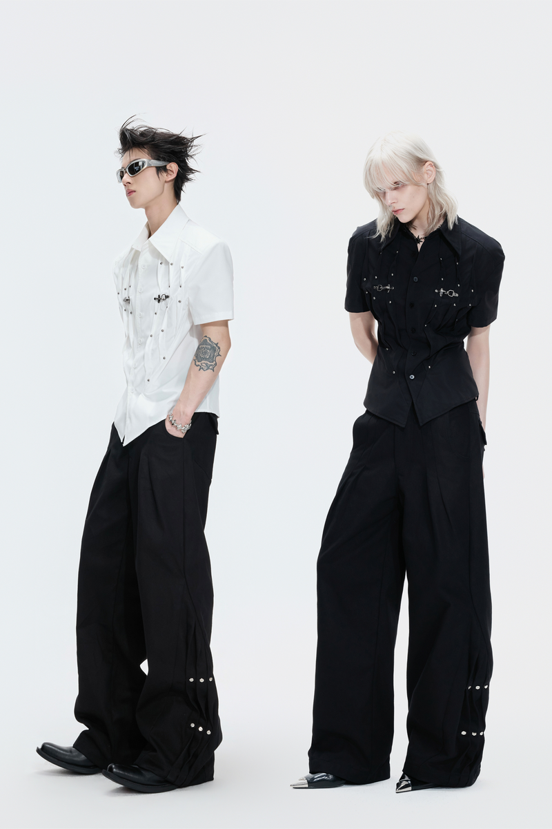 Pleated Studded Shirt
