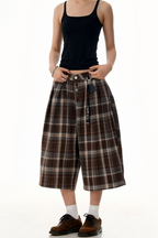 Retro Plaid Wide Shorts