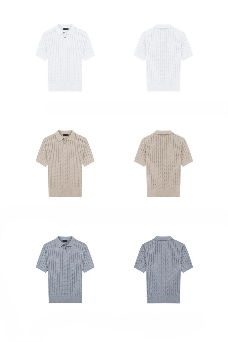 Cable Knit Polo Shirt