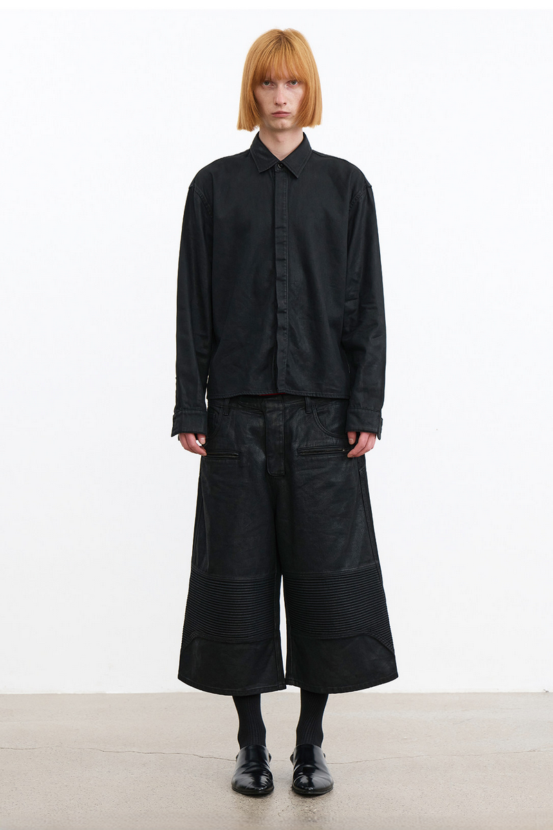 Waxed Biker Capri Jeans