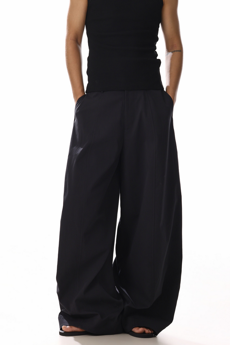 Relaxed Draped Wide Leg Trousers