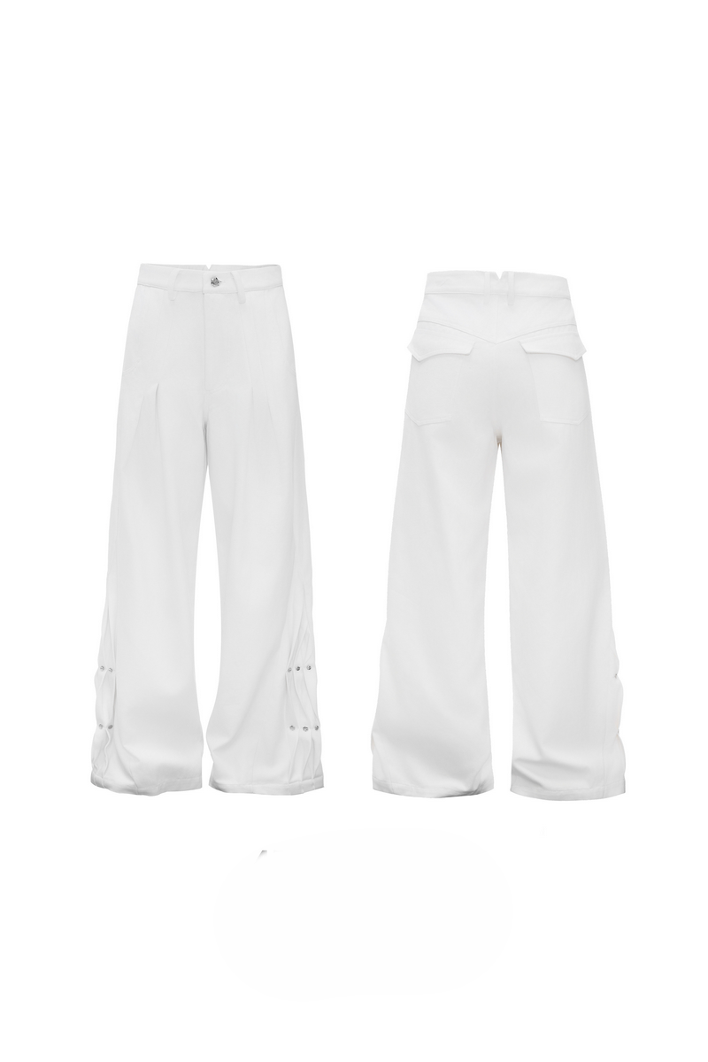 Ruched Studded Straight Jeans