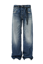 Washed Drawstring Jeans