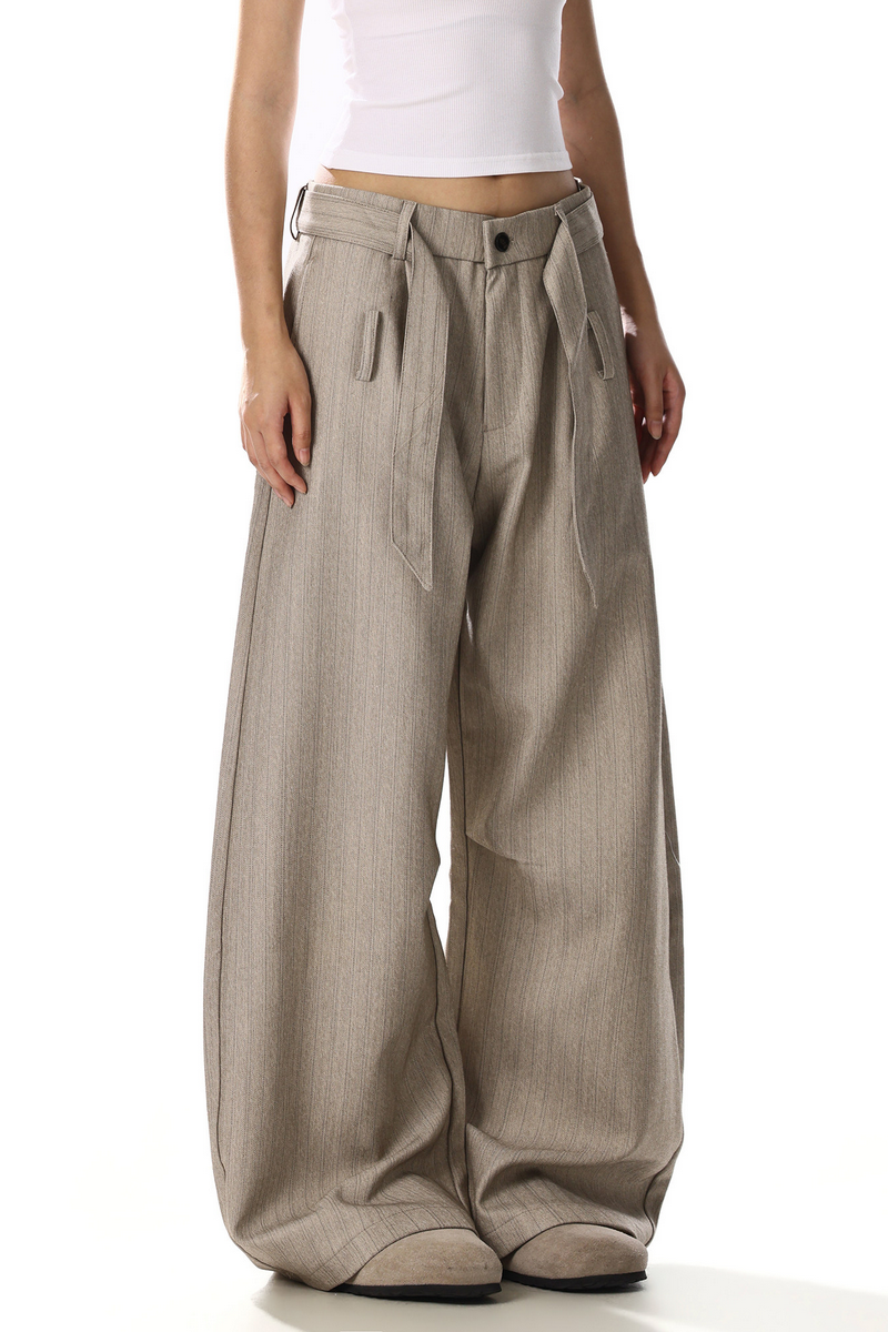 Belted Stripe Wide Pants