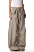 Belted Stripe Wide Pants
