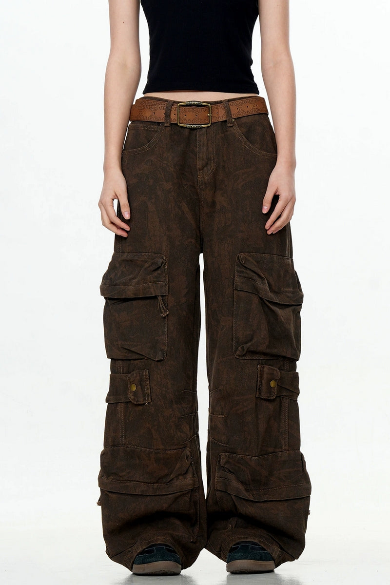 Distressed Camo Cargo Pants