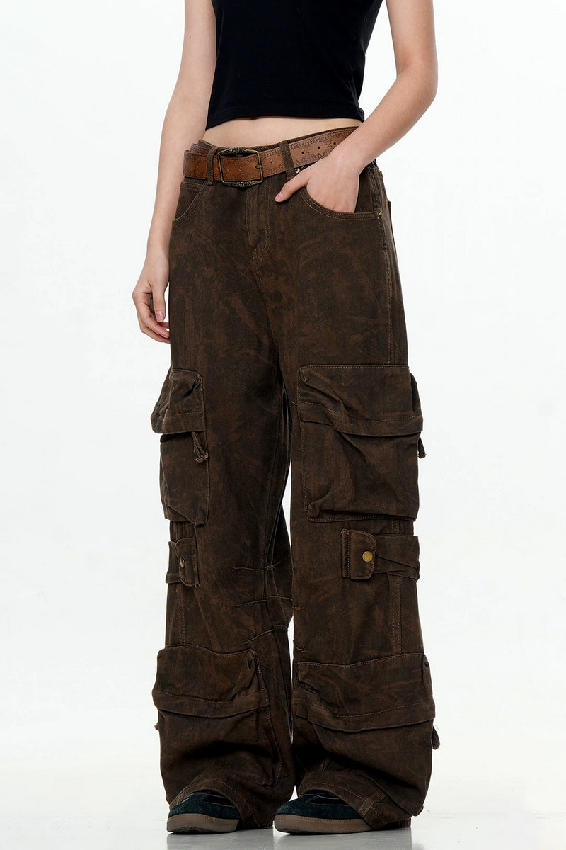 Distressed Camo Cargo Pants