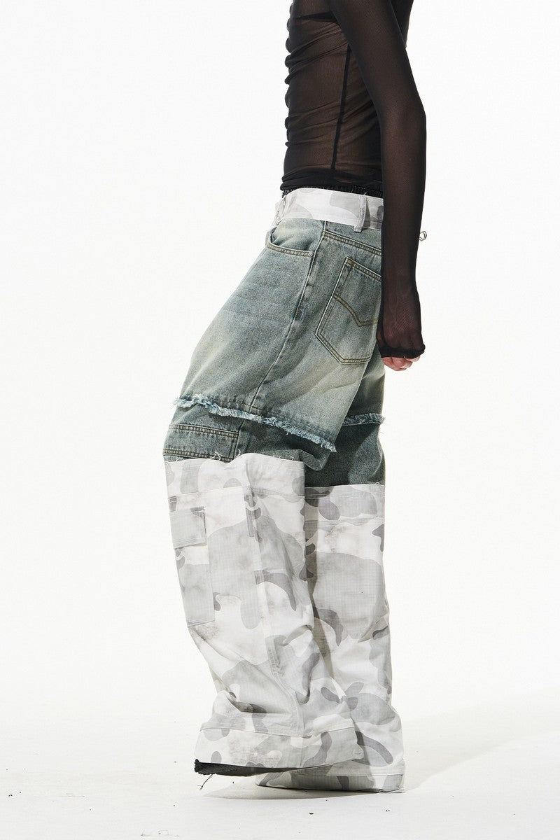 Double Layer Camo Straight Jeans - EU Only