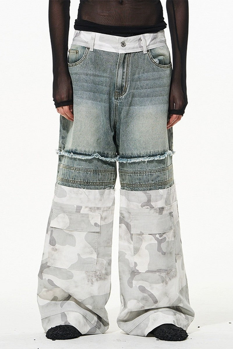 Double Layer Camo Straight Jeans - EU Only