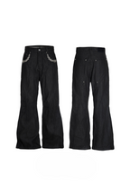 Pleated Embroidered Straight Jeans
