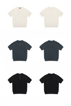 Ribbed Knit Henley Shirt