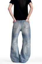 Distressed Bootcut Straight Leg Jeans